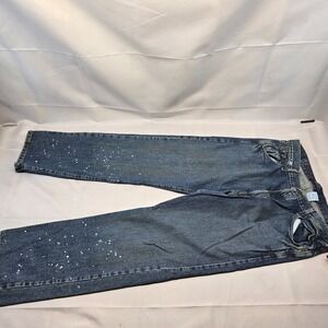 Levi Strauss Signature Jeans Low Strait‎ Paint Splatter Distressed 34x32 Vintage